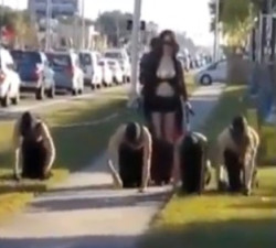 imagen Mujer con 3 tetas pasea a sus perros